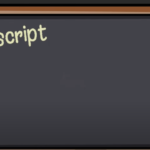 The word 'JavaScript' written on a blackboard