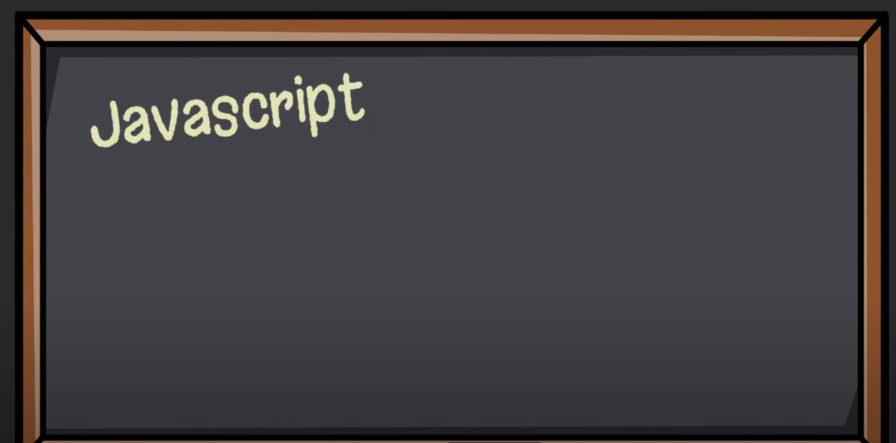 The word 'JavaScript' written on a blackboard