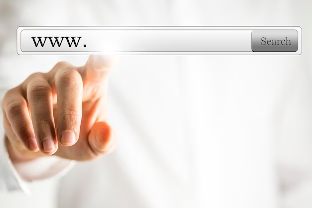 Hand selecting 'www' in a virtual space for browsing the internet