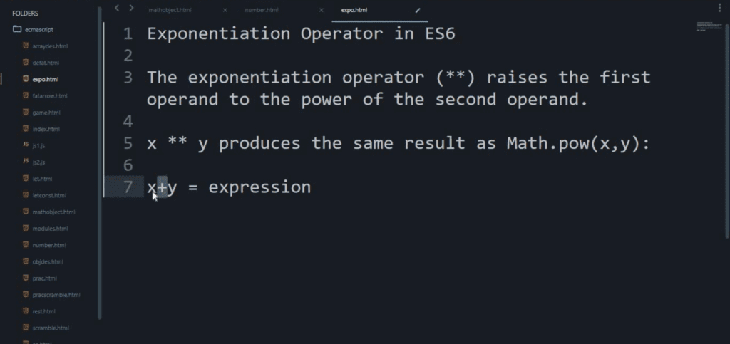 exponentiation operator - coding in js
